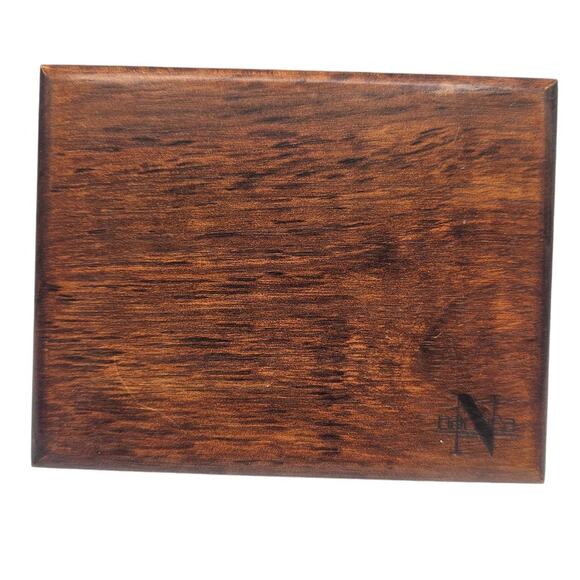 Nautica Mens Brown Wooden Wallet Box Blue Felt Lined - Picture 1 of 4